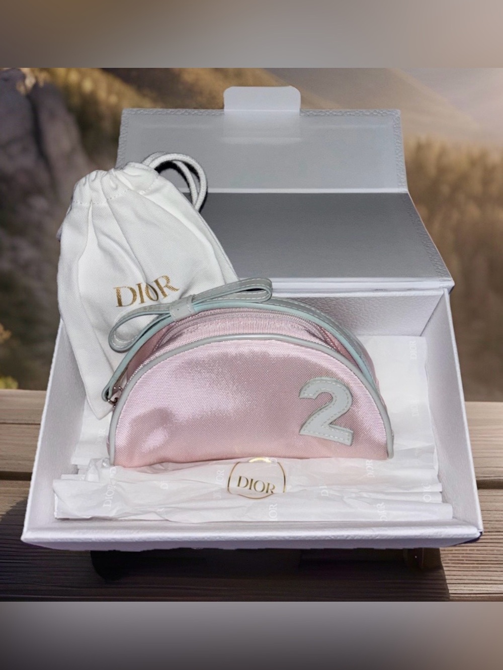 Christian Dior Pink/White Nylon #2 Trousse with Patent Bow Detail - Picture 10 of 10